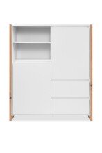 Highboard >Denver< in weiß / Dekor Artisan Oak - 120x139x40cm (BxHxT)