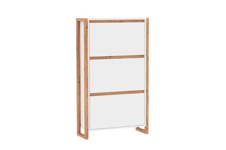 Schuhkipper >Denver< in weiß / Dekor Artisan Oak - 70x125x25cm (BxHxT)