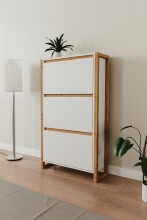 Schuhkipper >Denver< in weiß / Dekor Artisan Oak - 70x125x25cm (BxHxT)