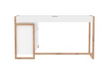 Eckschreibtisch >Denver< in weiß / Dekor Artisan Oak - 139x75x139cm (BxHxT)