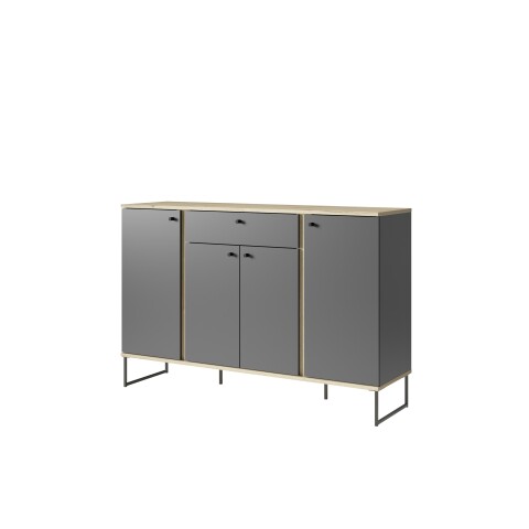 Sideboard >Kandoo< in Anthrazit / Evoke Oak Dekor - 135x89x38 (BxHxT)
