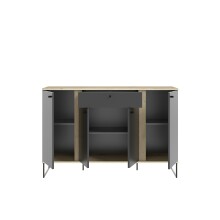Sideboard >Kandoo< in Anthrazit / Evoke Oak Dekor - 135x89x38 (BxHxT)