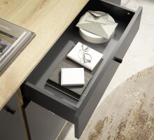 Sideboard >Kandoo< in Anthrazit / Evoke Oak Dekor - 135x89x38 (BxHxT)