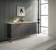 Sideboard >Kandoo< in Anthrazit / Evoke Oak,...