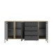 Sideboard >Kandoo< in Anthrazit / Evoke Oak, Holzwerkstoff - 180x89x38cm (BxHxT)