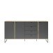 Sideboard >Kandoo< in Anthrazit / Evoke Oak, Holzwerkstoff - 180x89x38cm (BxHxT)