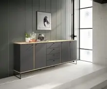 Sideboard >Kandoo< in Anthrazit / Evoke Oak Dekor -...