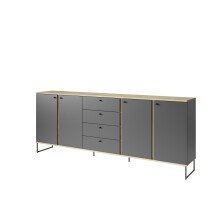 Sideboard >Kandoo< in Anthrazit / Evoke Oak Dekor -...