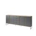 Sideboard >Kandoo< in Anthrazit / Evoke Oak Dekor - 225x89x38 (BxHxT)