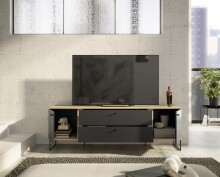 Lowboard >Kandoo< in Anthrazit / Evoke Oak Dekor - 180x59x38 (BxHxT)