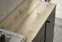 Lowboard >Kandoo< in Anthrazit / Evoke Oak Dekor - 180x59x38 (BxHxT)