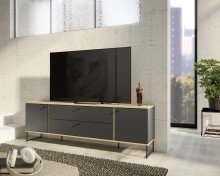 Lowboard >Kandoo< in Anthrazit / Evoke Oak Dekor - 180x59x38 (BxHxT)