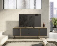 Lowboard >Kandoo< in Anthrazit / Evoke Oak Dekor - 180x59x38 (BxHxT)