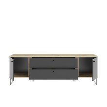 Lowboard >Kandoo< in Anthrazit / Evoke Oak Dekor - 180x59x38 (BxHxT)