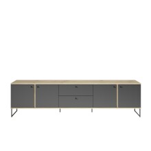 Lowboard >Kandoo< in Anthrazit / Evoke Oak Dekor - 225x59x38 (BxHxT)