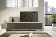 Lowboard >Kandoo< in Anthrazit / Evoke Oak Dekor - 225x59x38 (BxHxT)