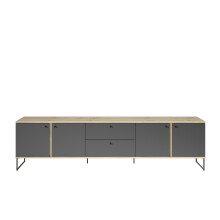 Lowboard >Kandoo< in Anthrazit / Evoke Oak Dekor - 225x59x38 (BxHxT)