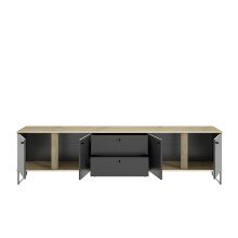 Lowboard >Kandoo< in Anthrazit / Evoke Oak Dekor - 225x59x38 (BxHxT)