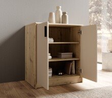 Kommode >Nelly< in Artisan Eiche Dekor / Cashmere - 74x86x50cm (BxHxT)