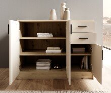 Kommode >Nelly< in Artisan Eiche Dekor / Cashmere - 109x86x50cm (BxHxT)