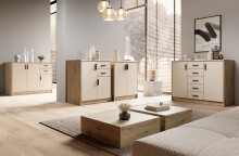 Kommode >Nelly< in Artisan Eiche Dekor / Cashmere - 109x86x50cm (BxHxT)