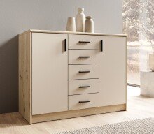 Kommode >Nelly< in Artisan Eiche Dekor / Cashmere - 109x86x50cm (BxHxT)