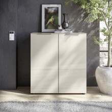 Kommode >Santorin< Glasfronten, in Kaschmir - 90x99x40cm (BxHxT)