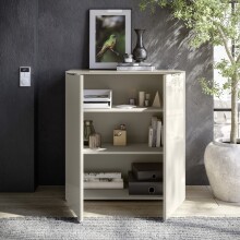 Kommode >Santorin< Glasfronten, in Kaschmir - 90x99x40cm (BxHxT)