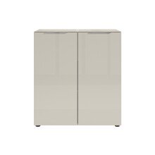 Kommode >Santorin< Glasfronten, in Kaschmir - 90x99x40cm (BxHxT)