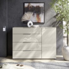 Sideboard >Santorin< Glasfronten, in Kaschmir - 135x99x40cm (BxHxT)