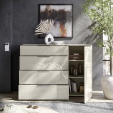 Sideboard >Santorin< Glasfronten, in Kaschmir - 135x99x40cm (BxHxT)