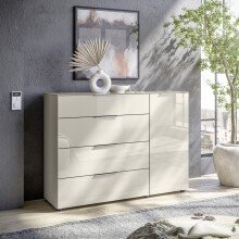Sideboard >Santorin< Glasfronten, in Kaschmir - 135x99x40cm (BxHxT)