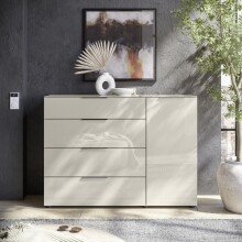 Sideboard >Santorin< Glasfronten, in Kaschmir - 135x99x40cm (BxHxT)