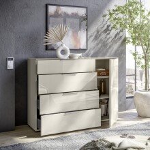 Sideboard >Santorin< Glasfronten, in Kaschmir - 135x99x40cm (BxHxT)