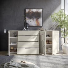 Sideboard >Santorin< Glasfronten in Kaschmir - 226x99x40cm (BxHxT)