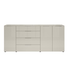 Sideboard >Santorin< Glasfronten in Kaschmir - 226x99x40cm (BxHxT)