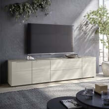 Lowboard >Santorin< Glasfronten in Kaschmir - 226x55x40cm (BxHxT)