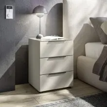 Nachtkommode >Santorin< Glasfronten in Kaschmir -...