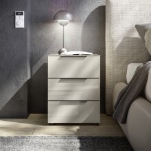 Nachtkommode >Santorin< Glasfronten in Kaschmir - 45x61x40cm (BxHxT)