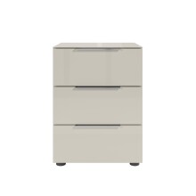 Nachtkommode >Santorin< Glasfronten in Kaschmir - 45x61x40cm (BxHxT)