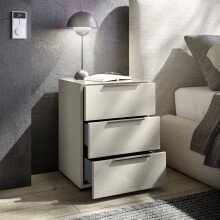 Nachtkommode >Santorin< Glasfronten in Kaschmir - 45x61x40cm (BxHxT)