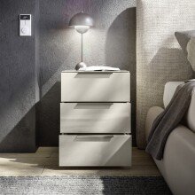 Nachtkommode >Santorin< Glasfronten in Kaschmir - 45x61x40cm (BxHxT)