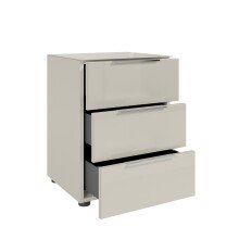 Nachtkommode >Santorin< Glasfronten in Kaschmir - 45x61x40cm (BxHxT)