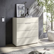 Schubkastenkommode >Santorin< Glasfronten in Kaschmir - 90x99x40cm (BxHxT)