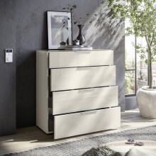 Schubkastenkommode >Santorin< Glasfronten in Kaschmir - 90x99x40cm (BxHxT)