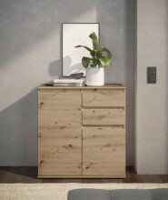 Kommode >Brest< 2 Türen, 2 Schübe, Artisan Dekor - 60x84x35cm (BxHxT)