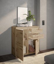 Kommode >Brest< 2 Türen, 2 Schübe, Artisan Dekor - 60x84x35cm (BxHxT)