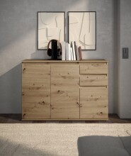 Sideboard >Brest< 3 Türen, 2 Schübe, in Artisan Dekor - 119x84x35cm (BxHxT)