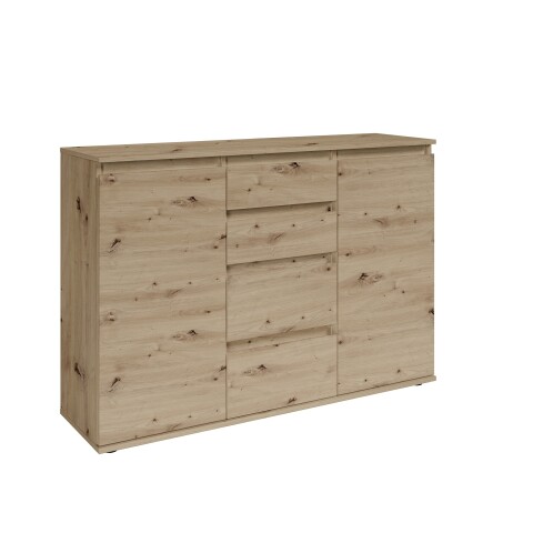 Sideboard >Brest< 2 Türen, 4 Schübe, in Artisan Dekor - 119x84x35cm (BxHxT)