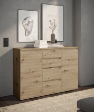 Sideboard >Brest< 2 Türen, 4 Schübe, in Artisan Dekor - 119x84x35cm (BxHxT)